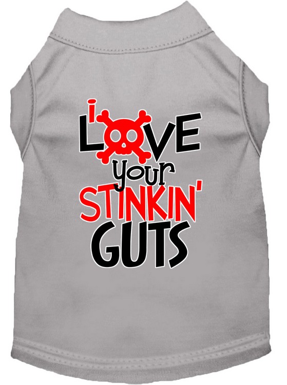 Love your Stinkin Guts Screen Print Dog Shirt Grey XL